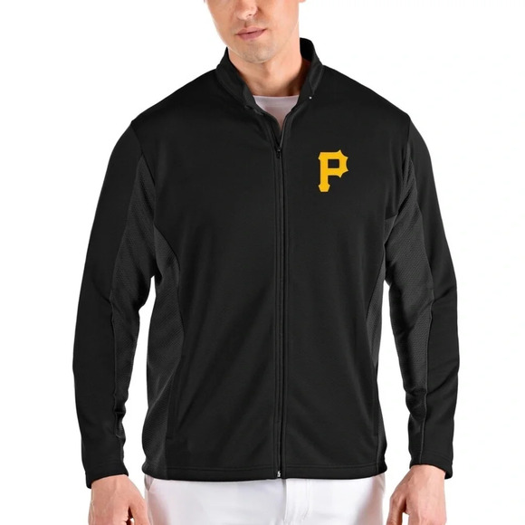 Men's Antigua Black Pittsburgh Pirates Passage Full-Zip Jacket Size Large‎ - Picture 1 of 4